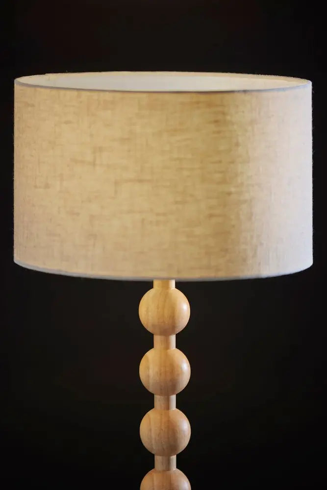 28" Brown Solid Wood Candlestick Table Lamp With Off White Drum Shade HomeRoots