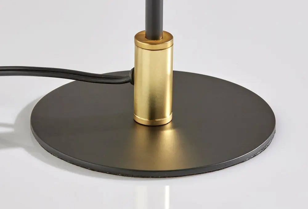 20" Black and Gold Metal Two Light Candlestick LED Table Lamp With Brass Cone Shade HomeRoots