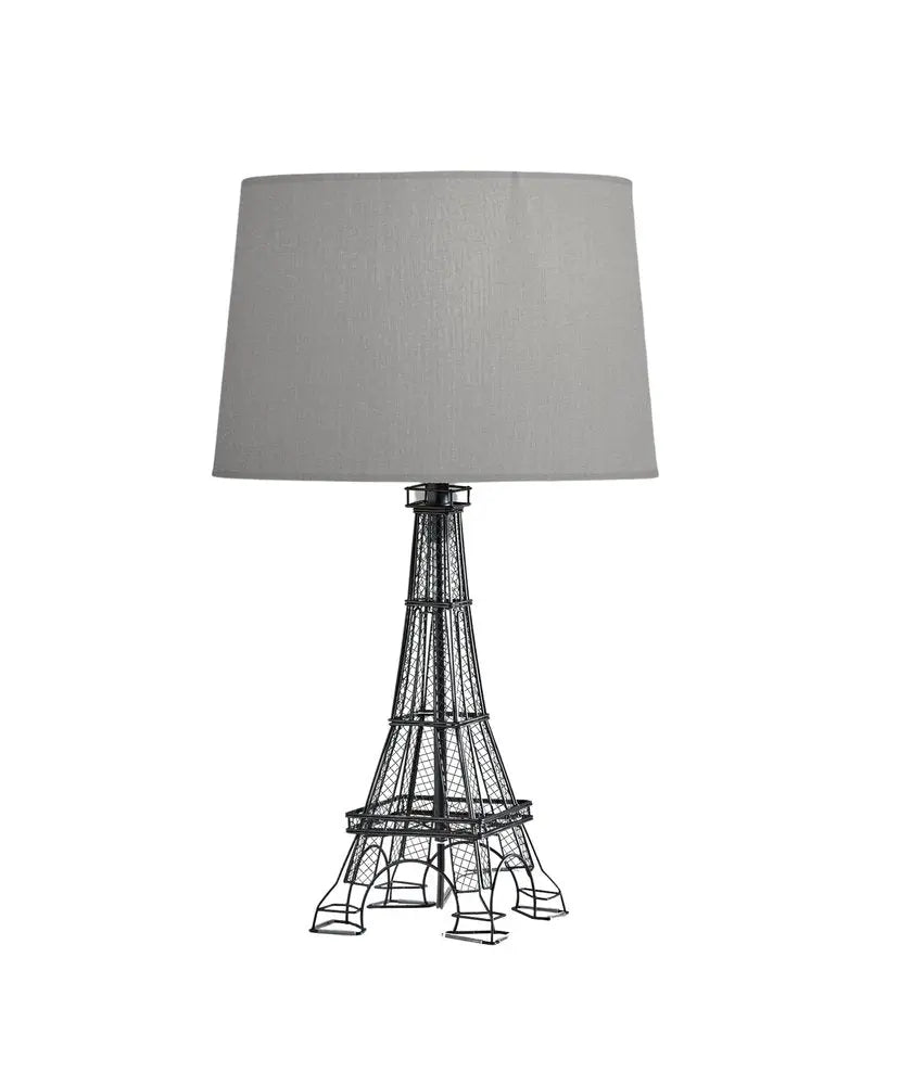 25" Black Acrylic Paris Desk Table Lamp With Gray Drum Shade HomeRoots