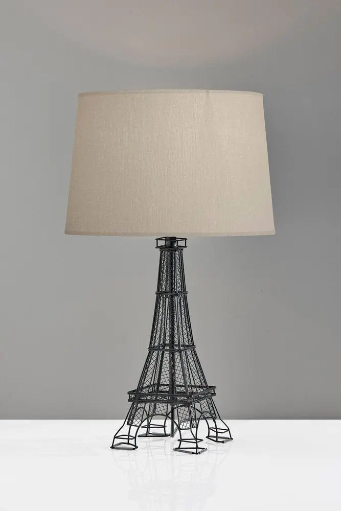 25" Black Acrylic Paris Desk Table Lamp With White Drum Shade HomeRoots