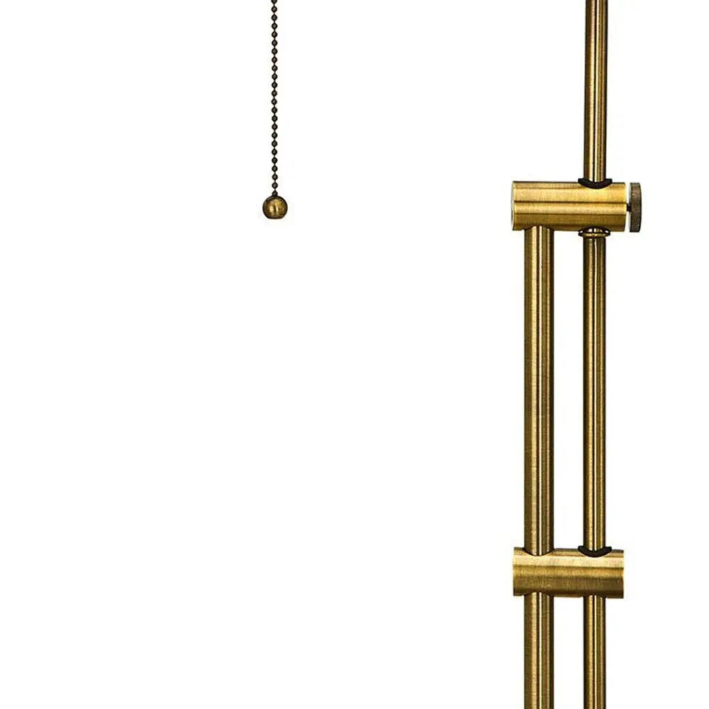 26" Bronze Metal Adjustable Table Lamp With Antiqued Brass Rectangular Shade HomeRoots