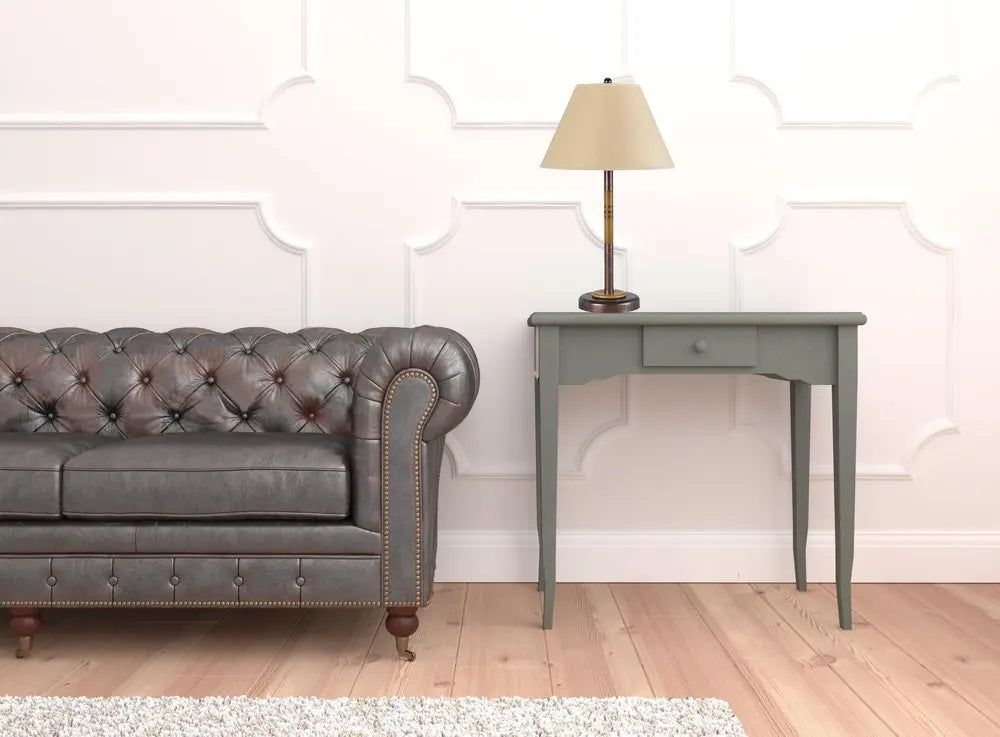 24" Rustic Bronze and Oak Metal Table Lamp With Brown Empire Shade HomeRoots