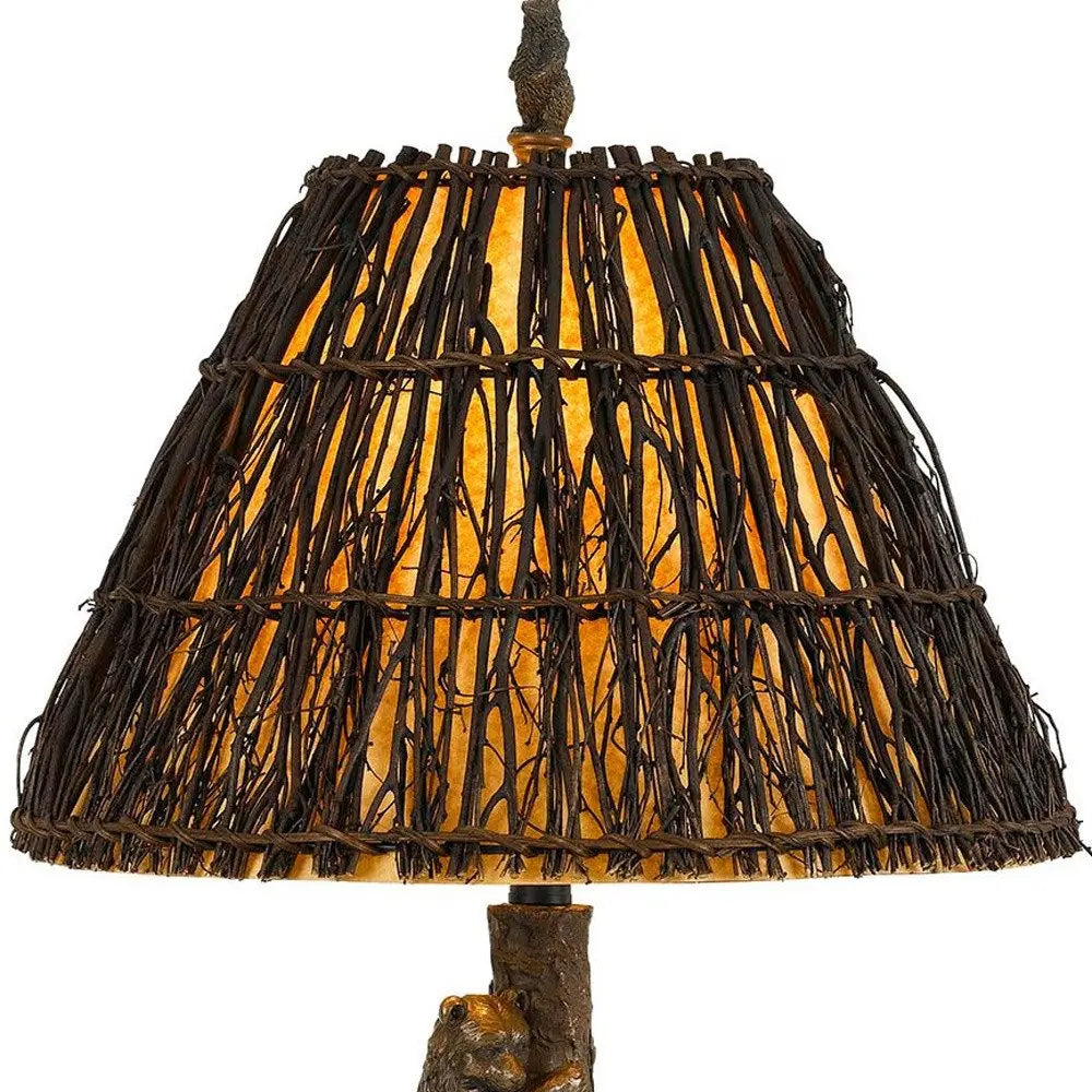 30" Bronze Table Lamp With Brown Empire Shade HomeRoots