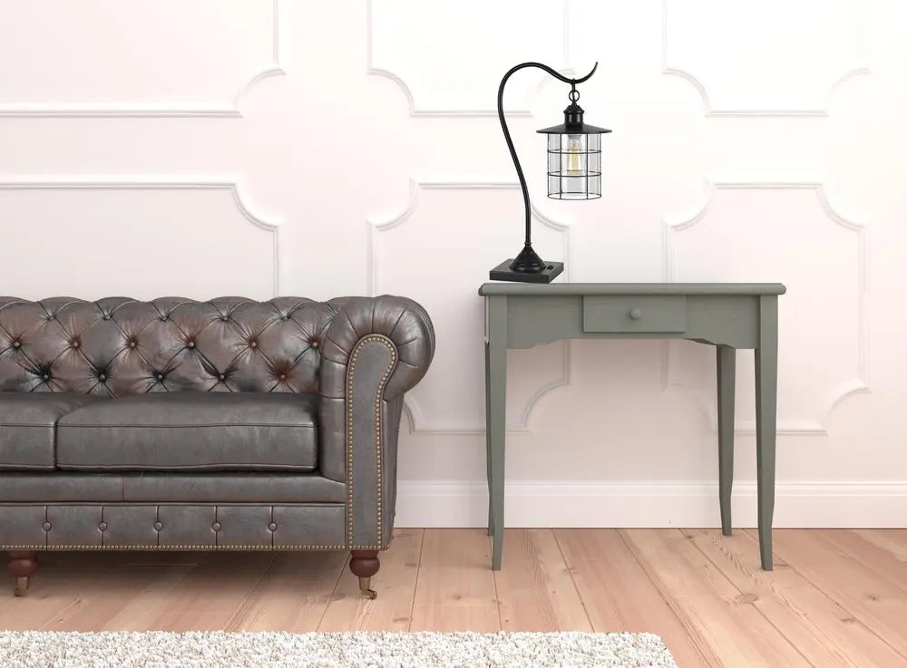 25" Bronze Metal Lantern Style Desk Lamp With Edison Bulb HomeRoots