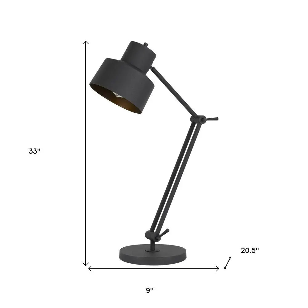 33" Black Metal Adjustable Desk Table Lamp HomeRoots