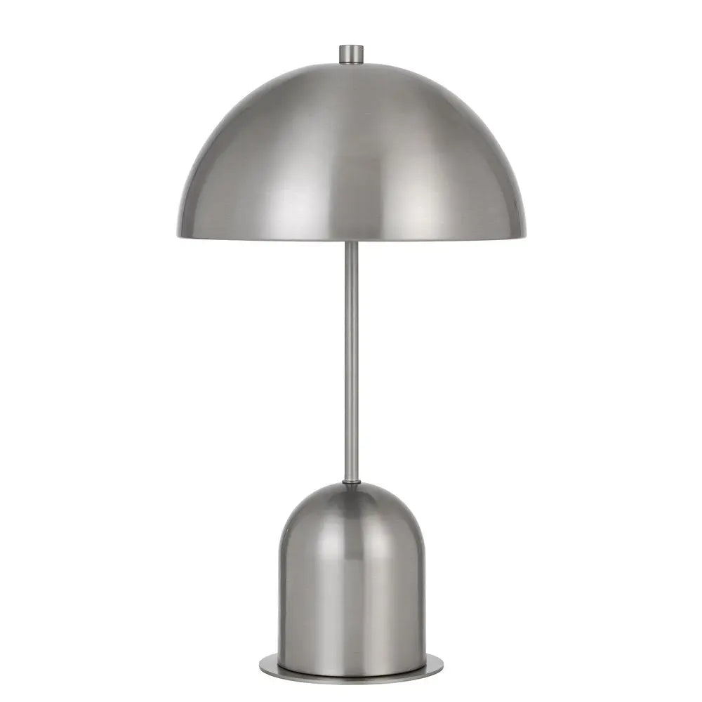 20" Nickel Metal Desk Table Lamp With Nickel Dome Shade HomeRoots