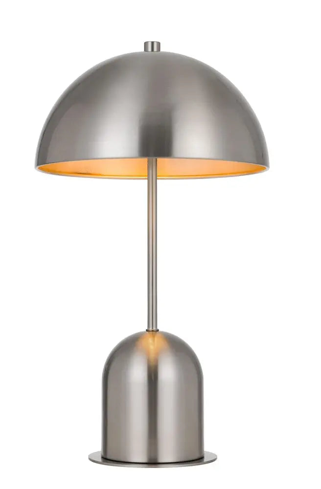 20" Nickel Metal Desk Table Lamp With Nickel Dome Shade HomeRoots