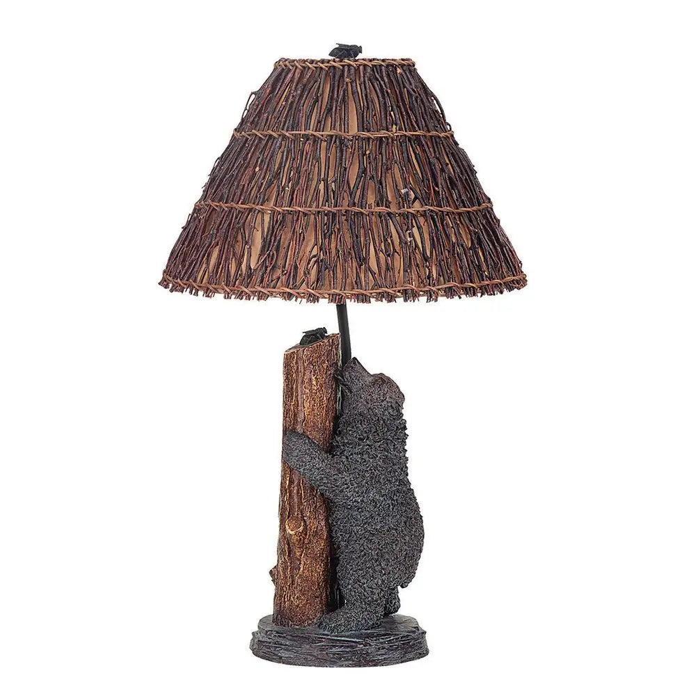 29" Gray Novelty Table Lamp With Brown Empire Shade HomeRoots