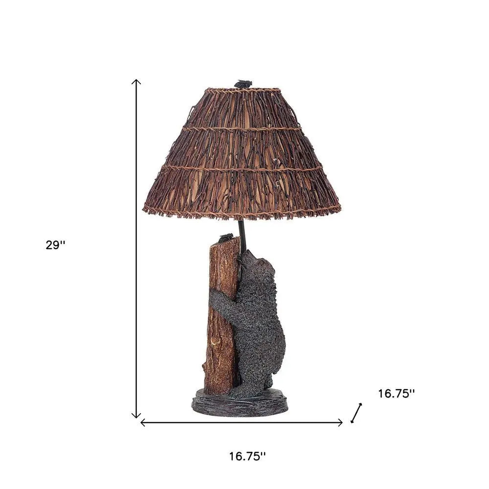 29" Gray Novelty Table Lamp With Brown Empire Shade HomeRoots