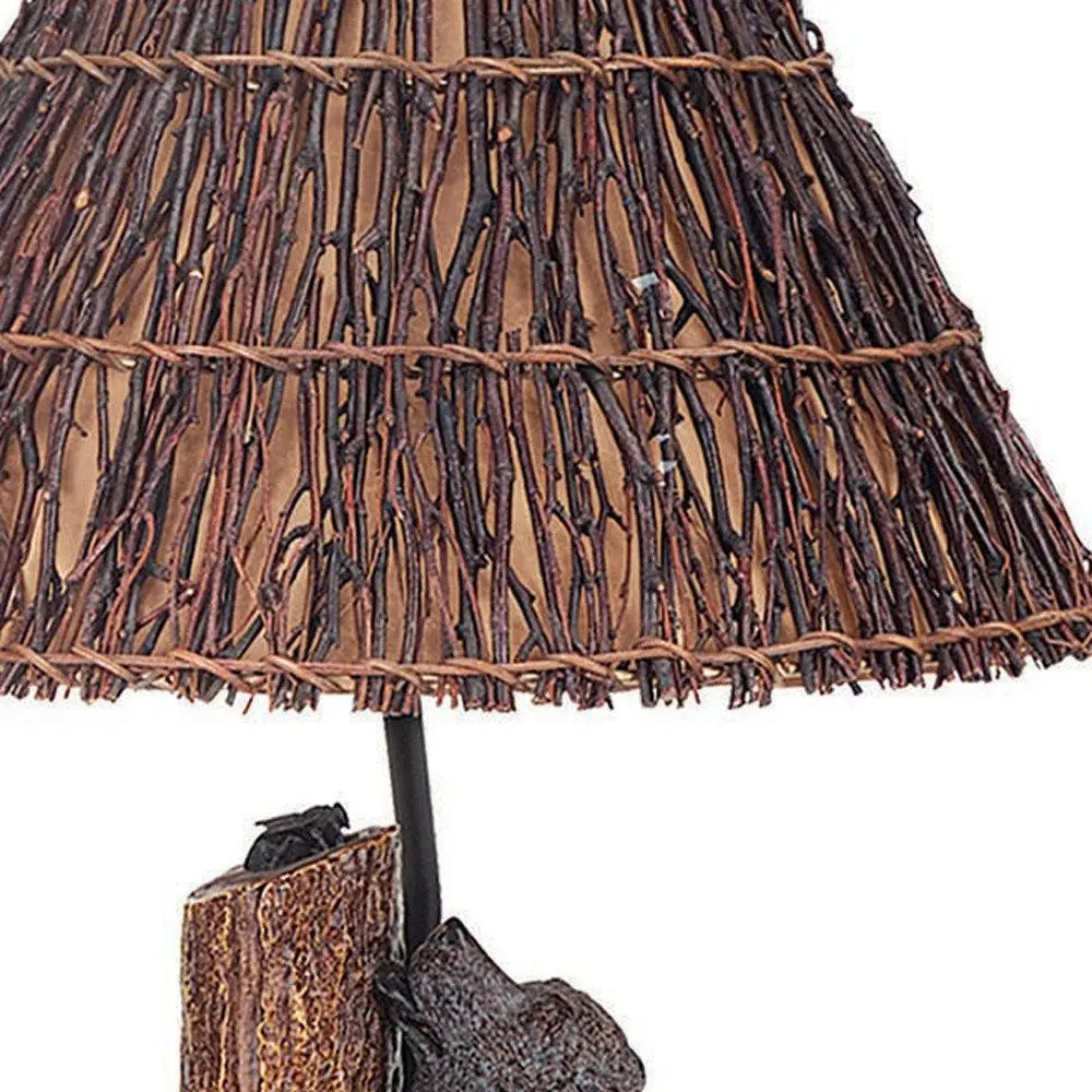 29" Gray Novelty Table Lamp With Brown Empire Shade HomeRoots
