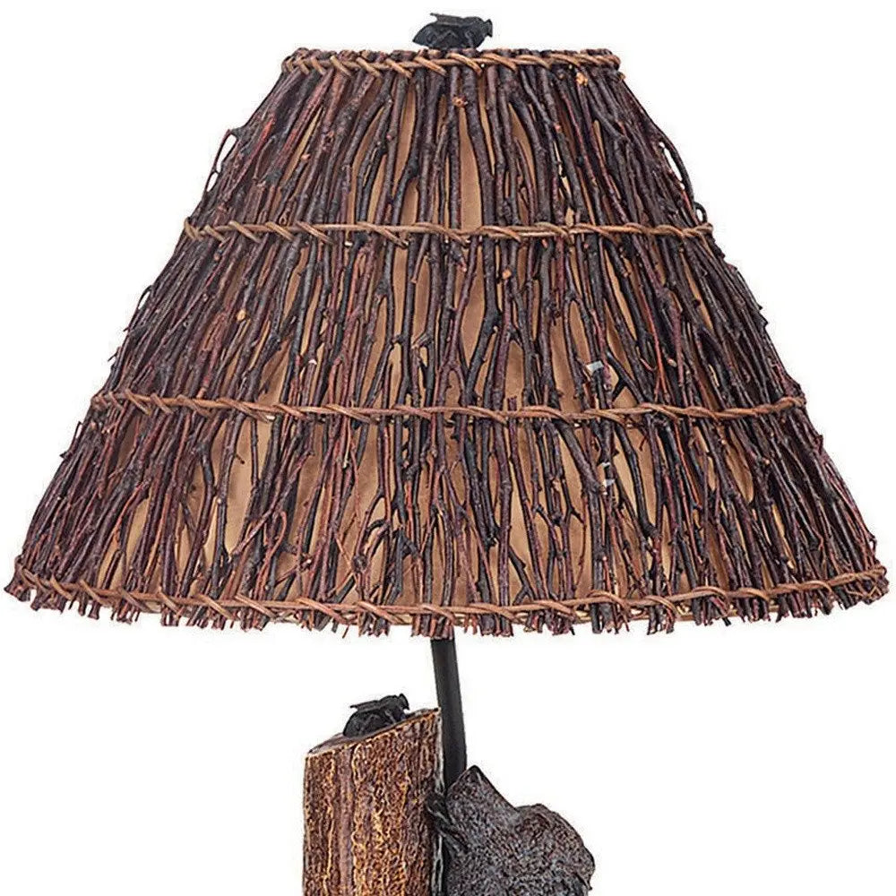 29" Gray Novelty Table Lamp With Brown Empire Shade HomeRoots