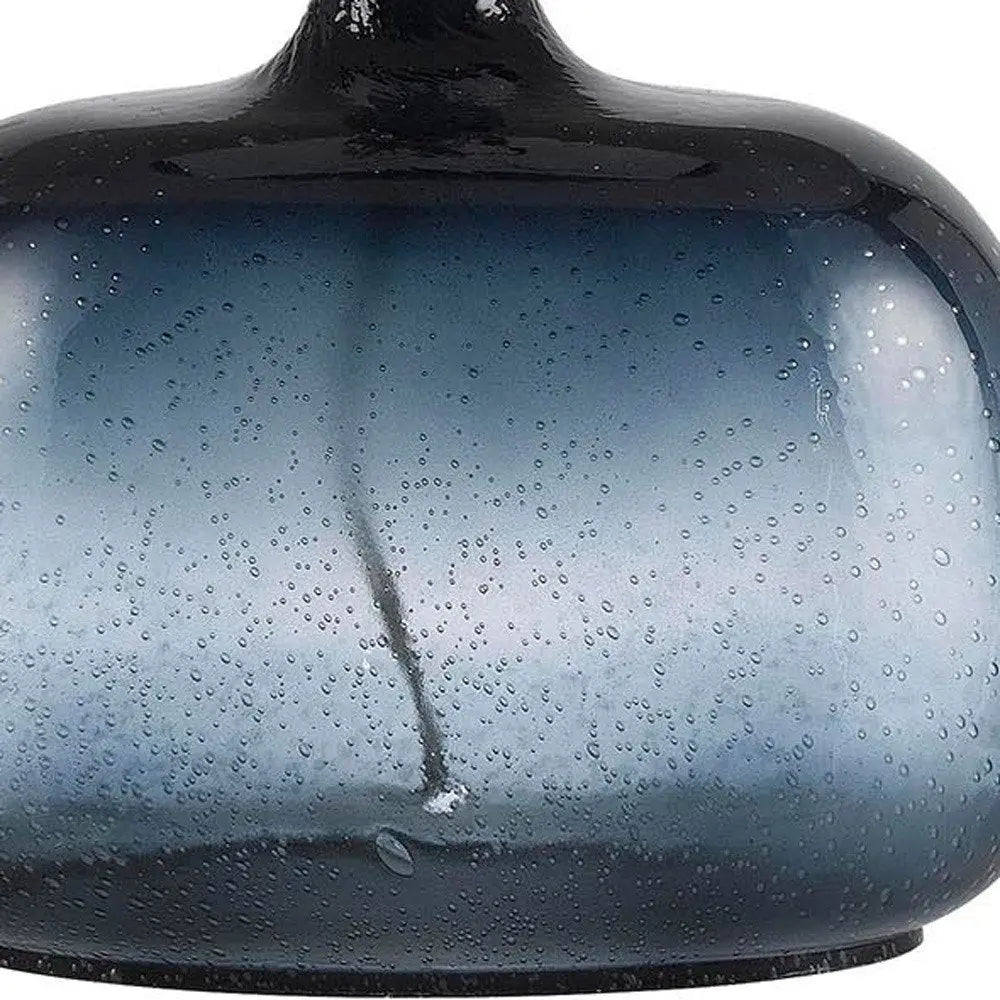 24" Dark Blue Glass Table Lamp With White Novelty Shade HomeRoots