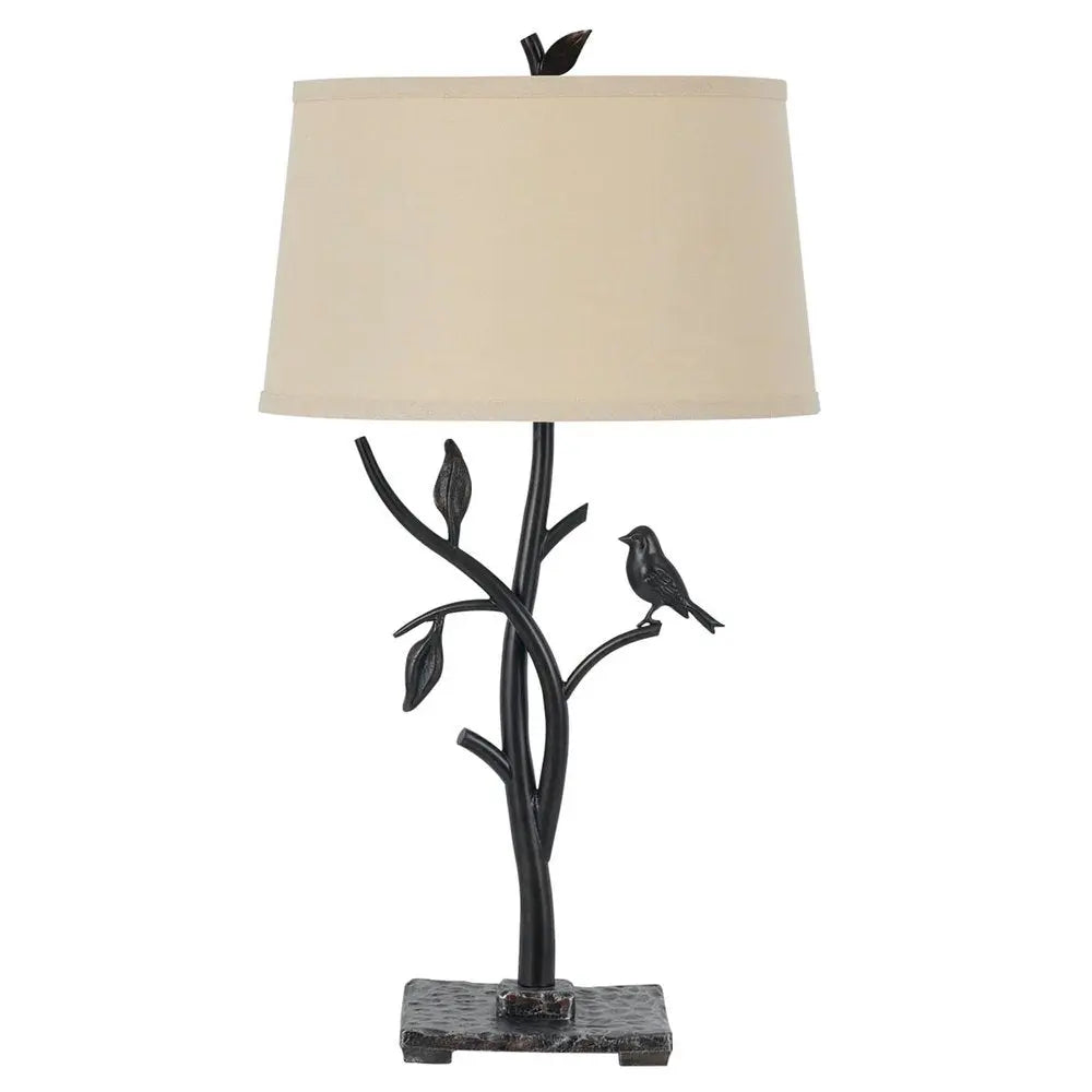 29" Tan Metal Table Lamp With Tan Empire Shade HomeRoots