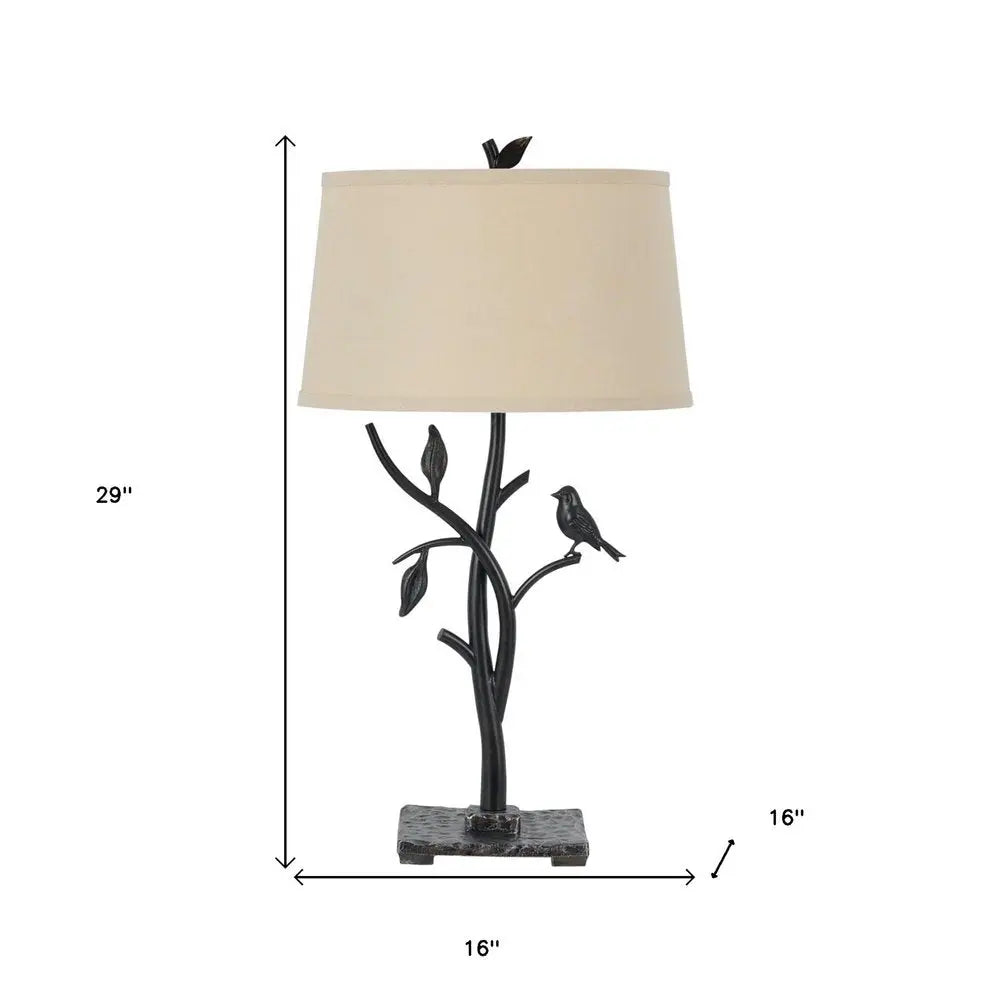 29" Tan Metal Table Lamp With Tan Empire Shade HomeRoots