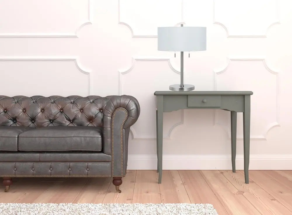 24" Nickel Metal Two Light Table Lamp With White Empire Shade HomeRoots