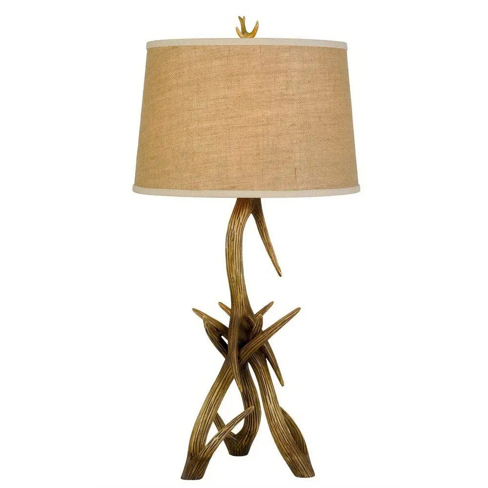 33" Brown Antlers Table Lamp With Brown Empire Shade HomeRoots