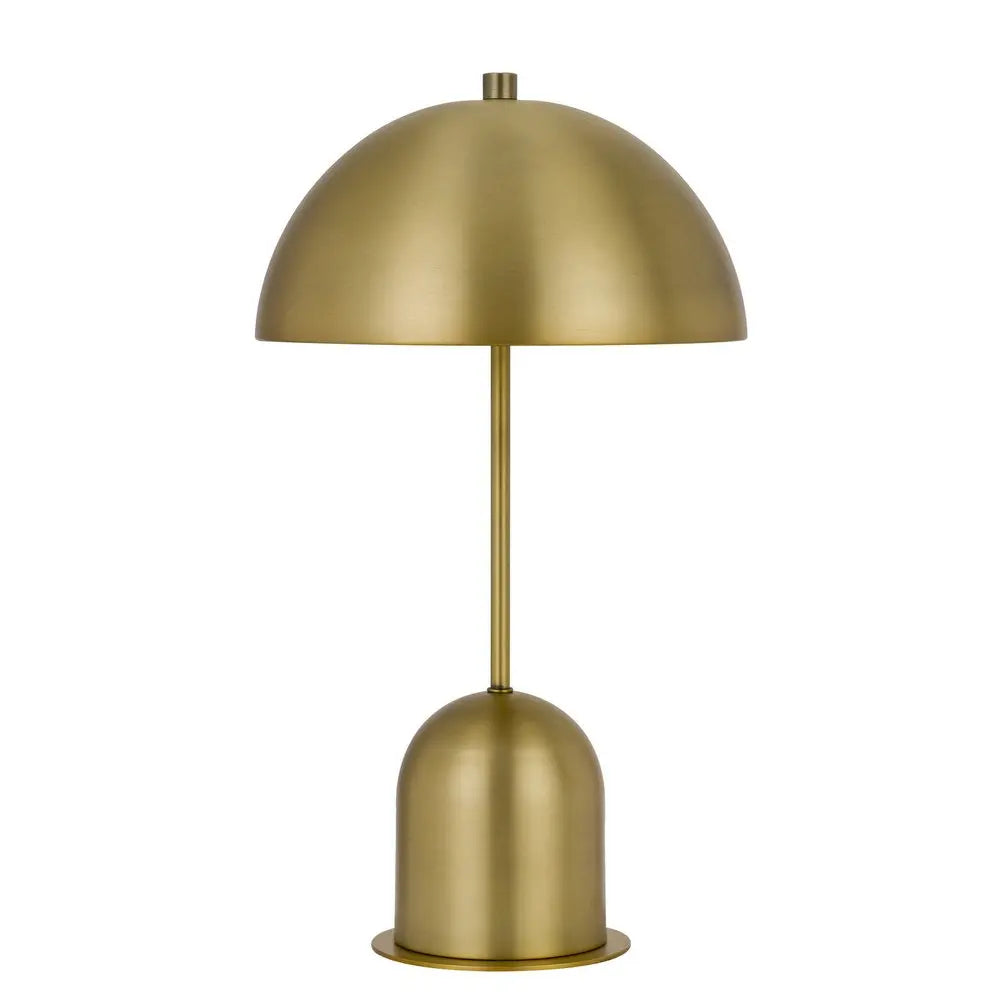 20" Antiqued Brass Metal Novelty Desk Lamp With Antiqued Brass Dome Shade HomeRoots