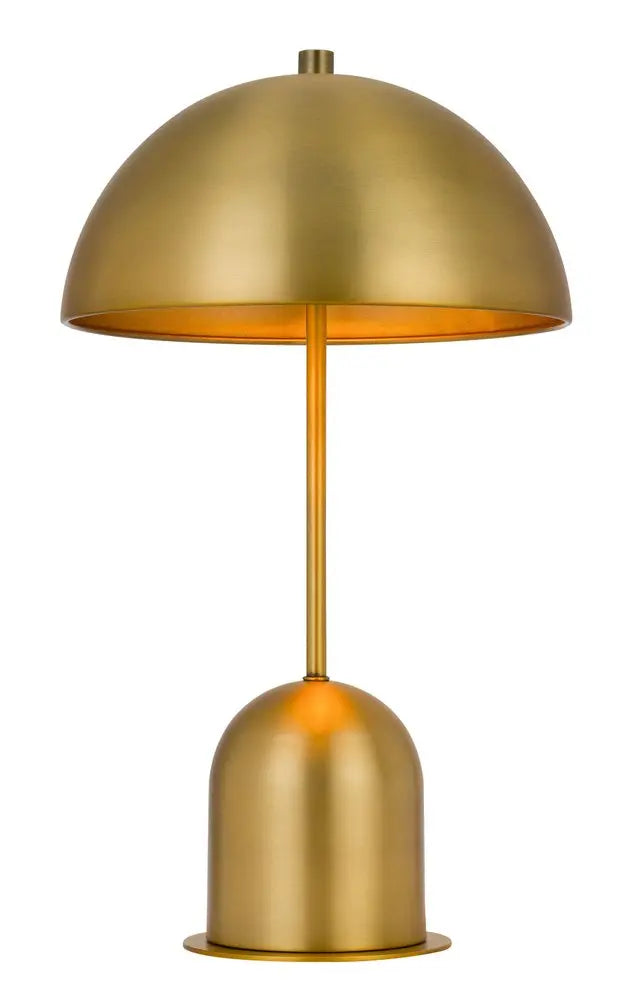 20" Antiqued Brass Metal Novelty Desk Lamp With Antiqued Brass Dome Shade HomeRoots