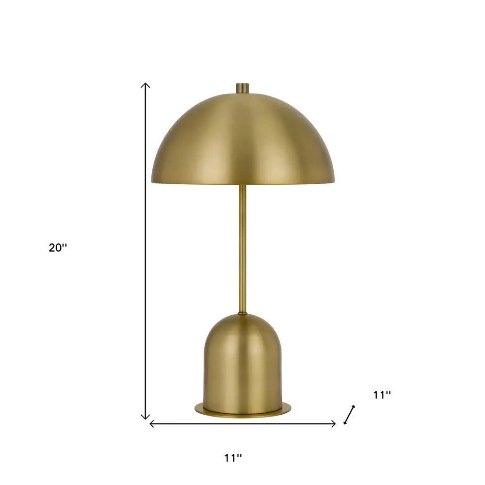 20" Antiqued Brass Metal Novelty Desk Lamp With Antiqued Brass Dome Shade HomeRoots