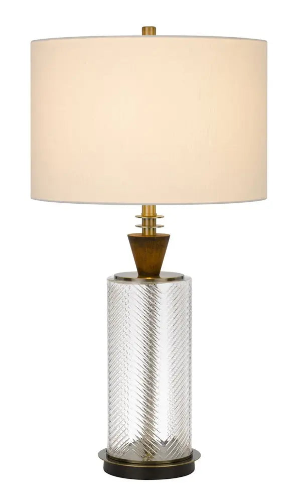 30" Clear Metal Table Lamp With White Empire Shade HomeRoots