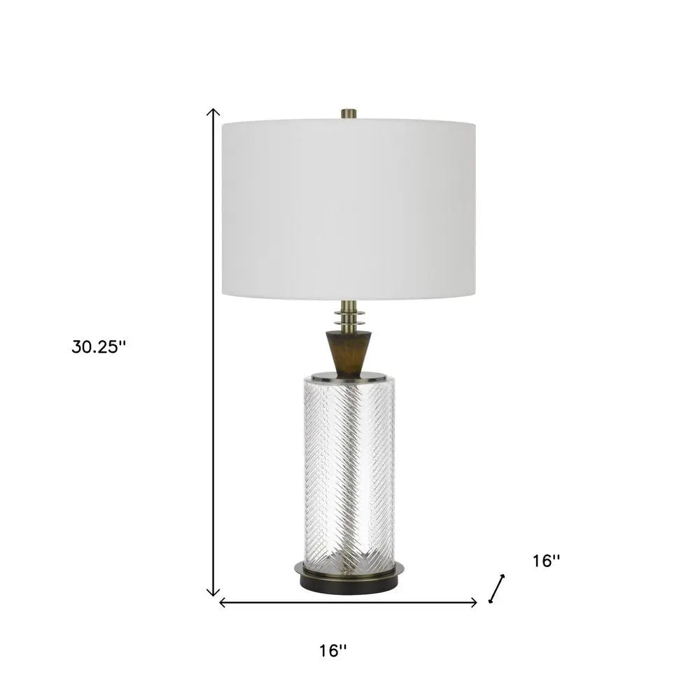 30" Clear Metal Table Lamp With White Empire Shade HomeRoots