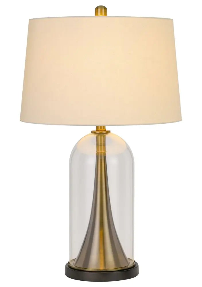 29" Clear Metal Table Lamp With White Empire Shade HomeRoots