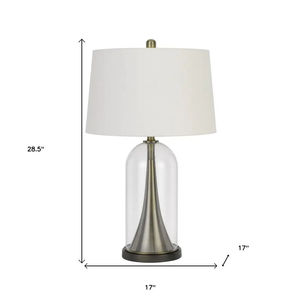 29" Clear Metal Table Lamp With White Empire Shade HomeRoots