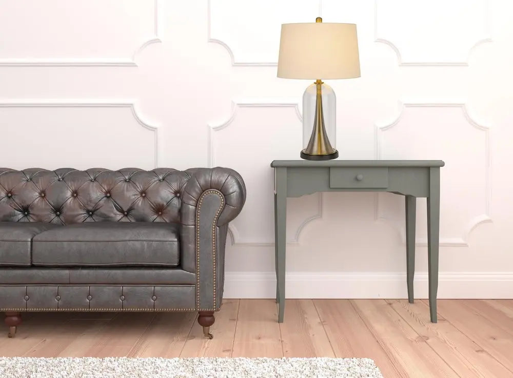 29" Clear Metal Table Lamp With White Empire Shade HomeRoots