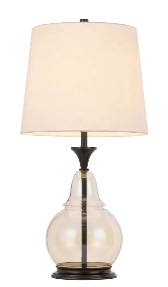 28" Clear Metal Table Lamp With White Empire Shade HomeRoots