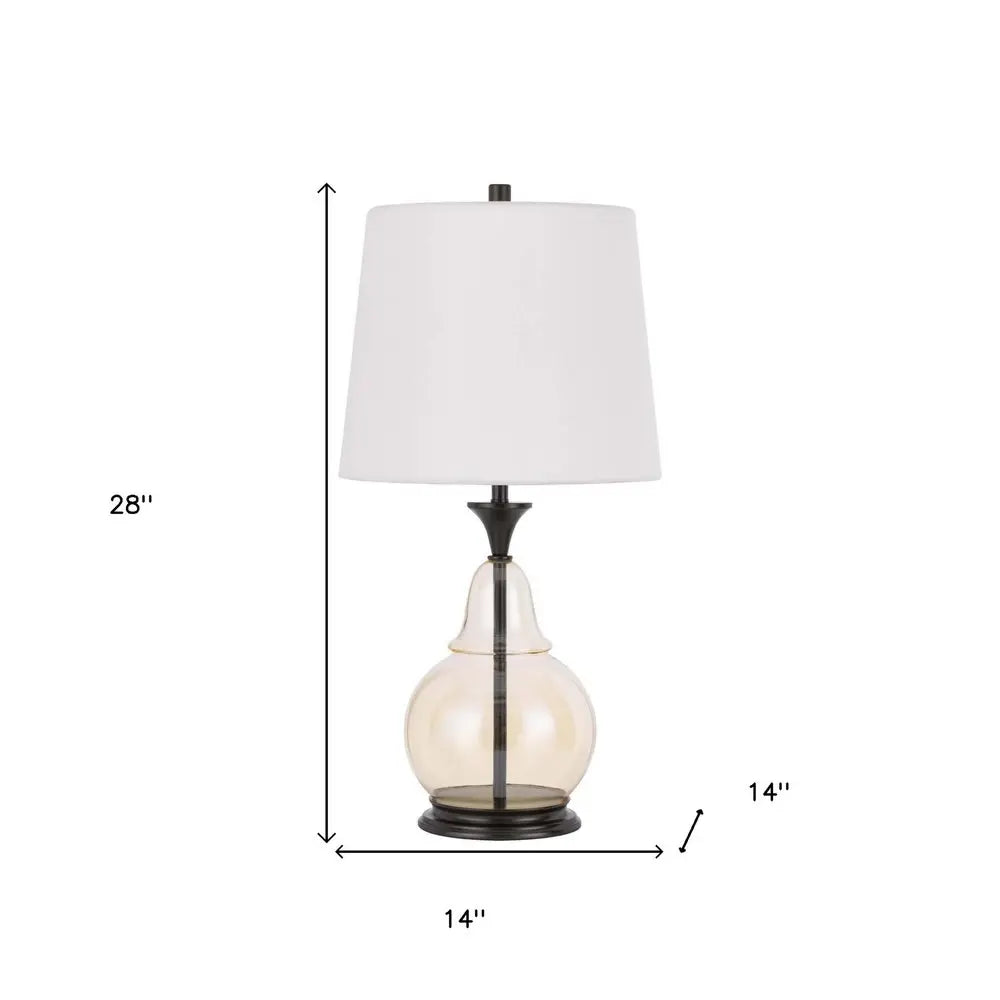 28" Clear Metal Table Lamp With White Empire Shade HomeRoots