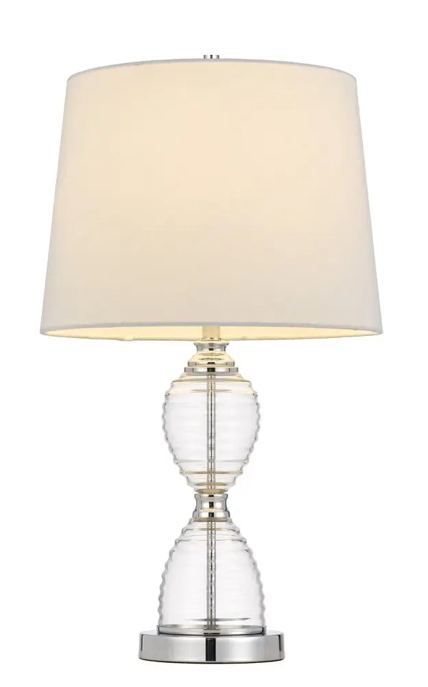 24" Clear Metal Table Lamp With White Empire Shade HomeRoots