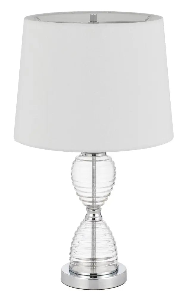 24" Clear Metal Table Lamp With White Empire Shade HomeRoots