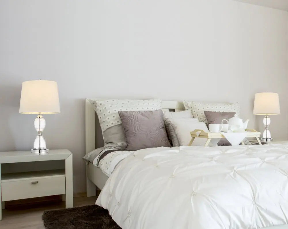 24" Clear Metal Table Lamp With White Empire Shade HomeRoots