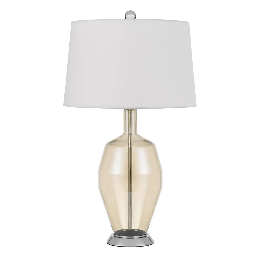 29" Nickel Metal Round Table Lamp With White Drum Shade HomeRoots