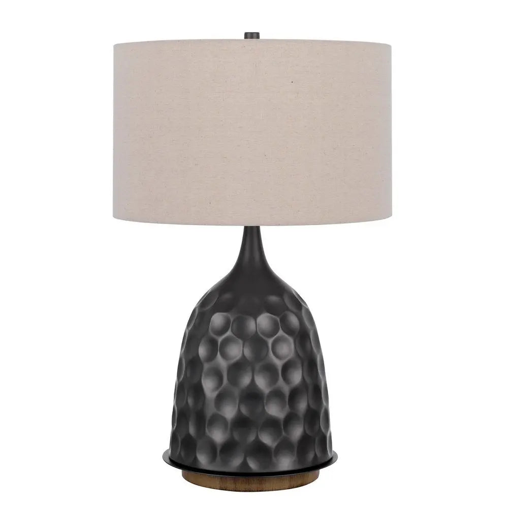 29" Gray Metal Table Lamp With Brown Drum Shade HomeRoots
