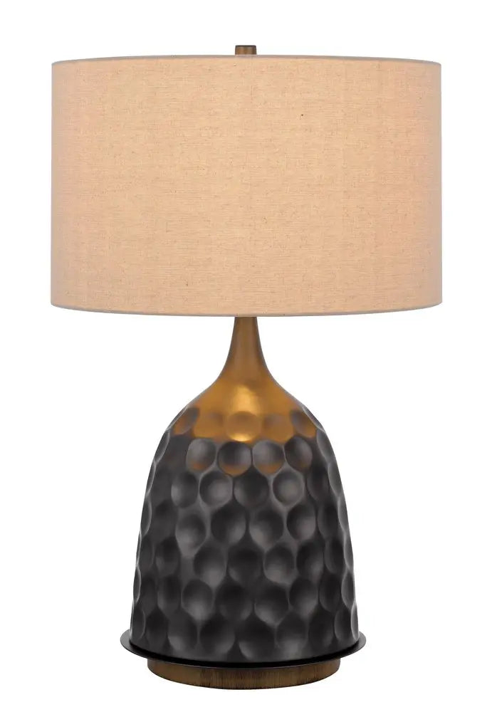29" Gray Metal Table Lamp With Brown Drum Shade HomeRoots