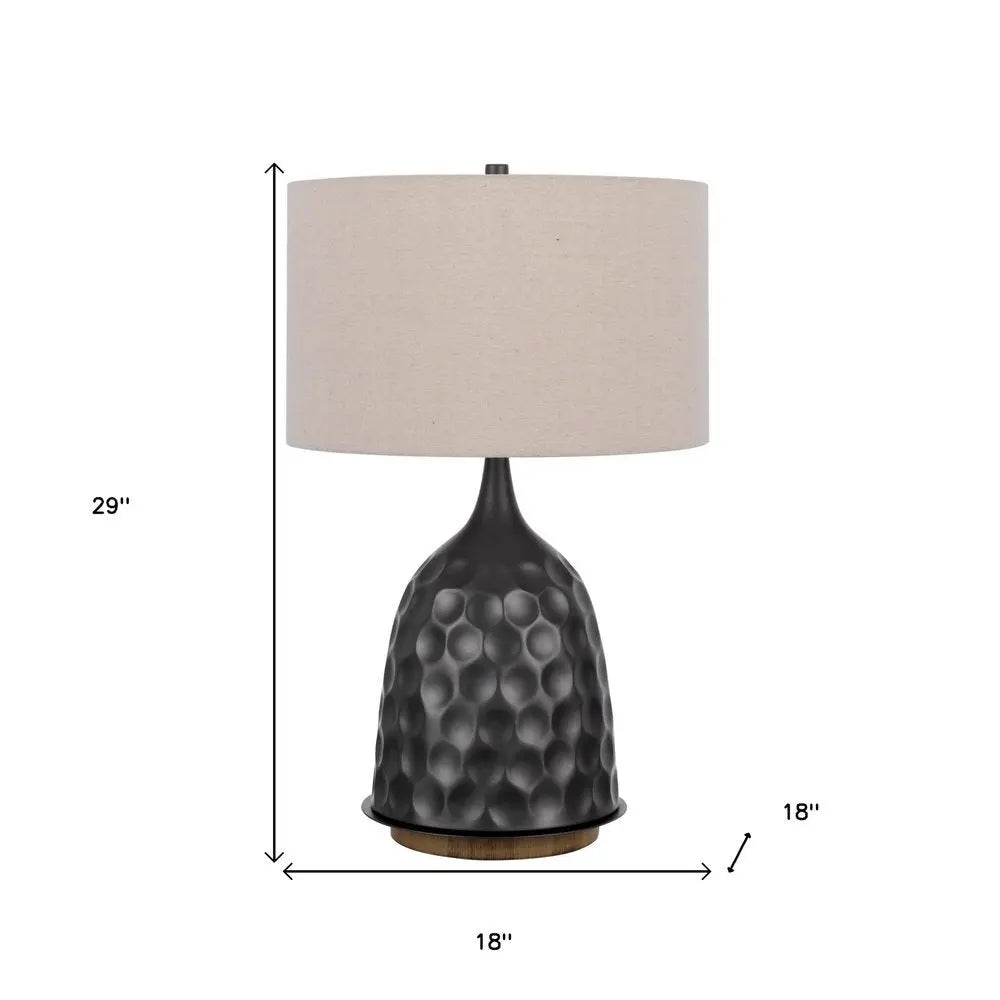 29" Gray Metal Table Lamp With Brown Drum Shade HomeRoots