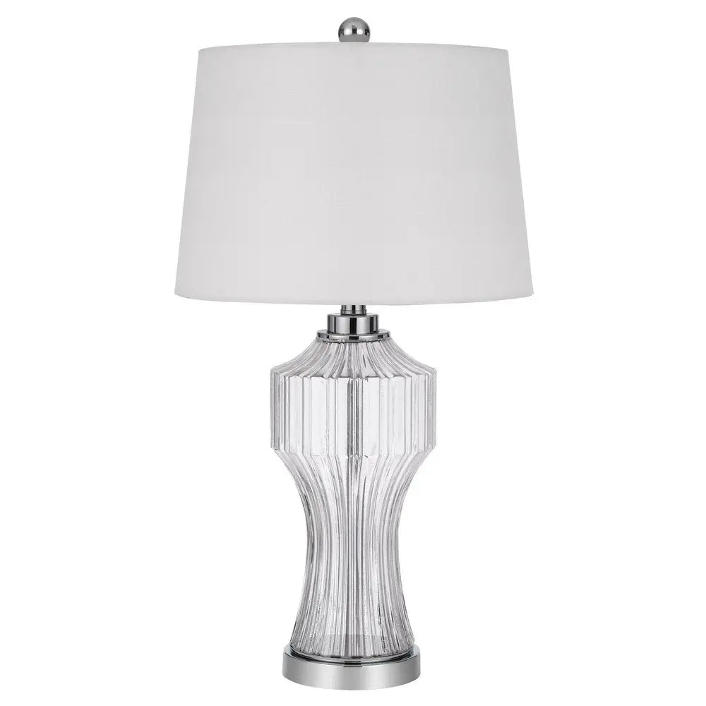 26" Clear Glass Table Lamp With White Empire Shade HomeRoots