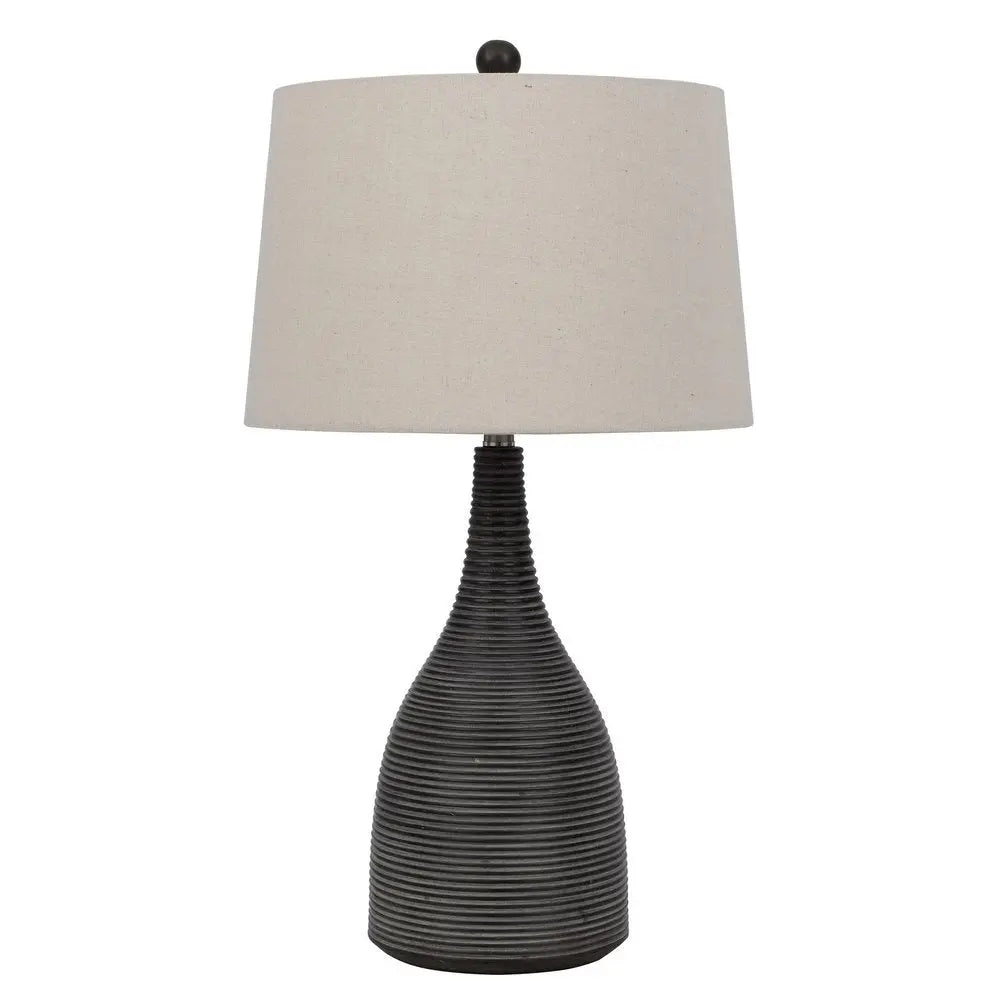 29" Black Ceramic Round Table Lamp With Beige Empire Shade HomeRoots
