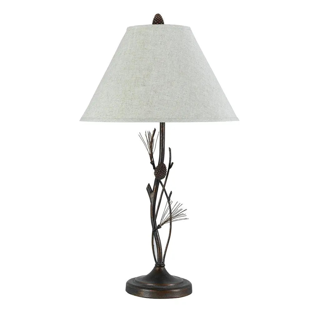 32" Rust Metal Table Lamp With Gray Empire Shade HomeRoots