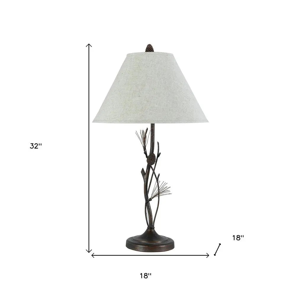 32" Rust Metal Table Lamp With Gray Empire Shade HomeRoots