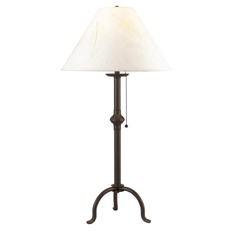 32" Black Metal Table Lamp With Off White Empire Shade HomeRoots