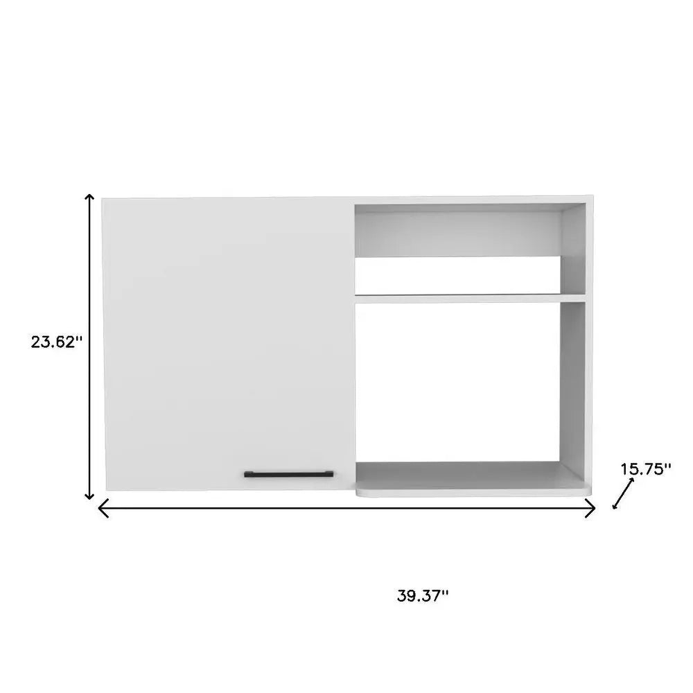 39" White Wood Wall Mounted Accent Cabinet With Single Door HomeRoots