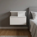 12" White Wood One Drawer Floating Nightstand HomeRoots