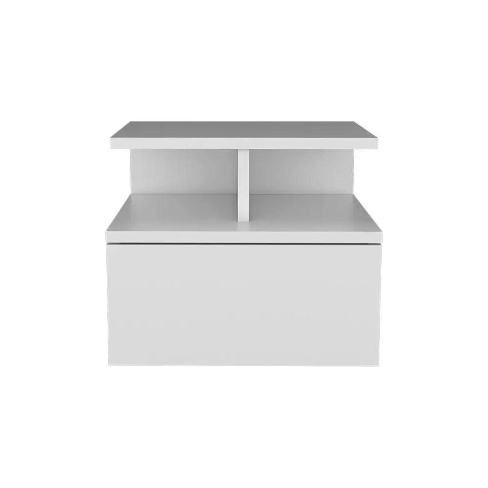 12" White Wood One Drawer Floating Nightstand HomeRoots