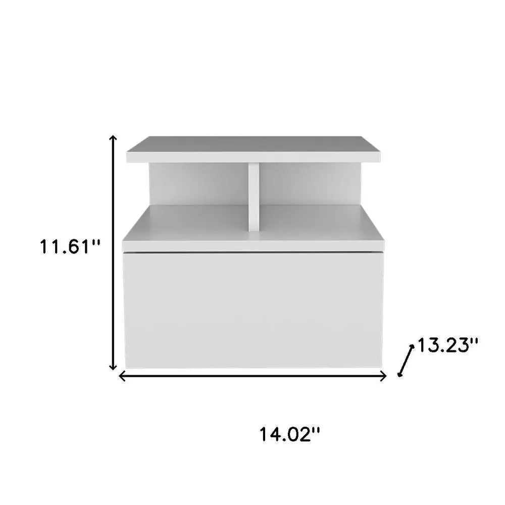 12" White Wood One Drawer Floating Nightstand HomeRoots