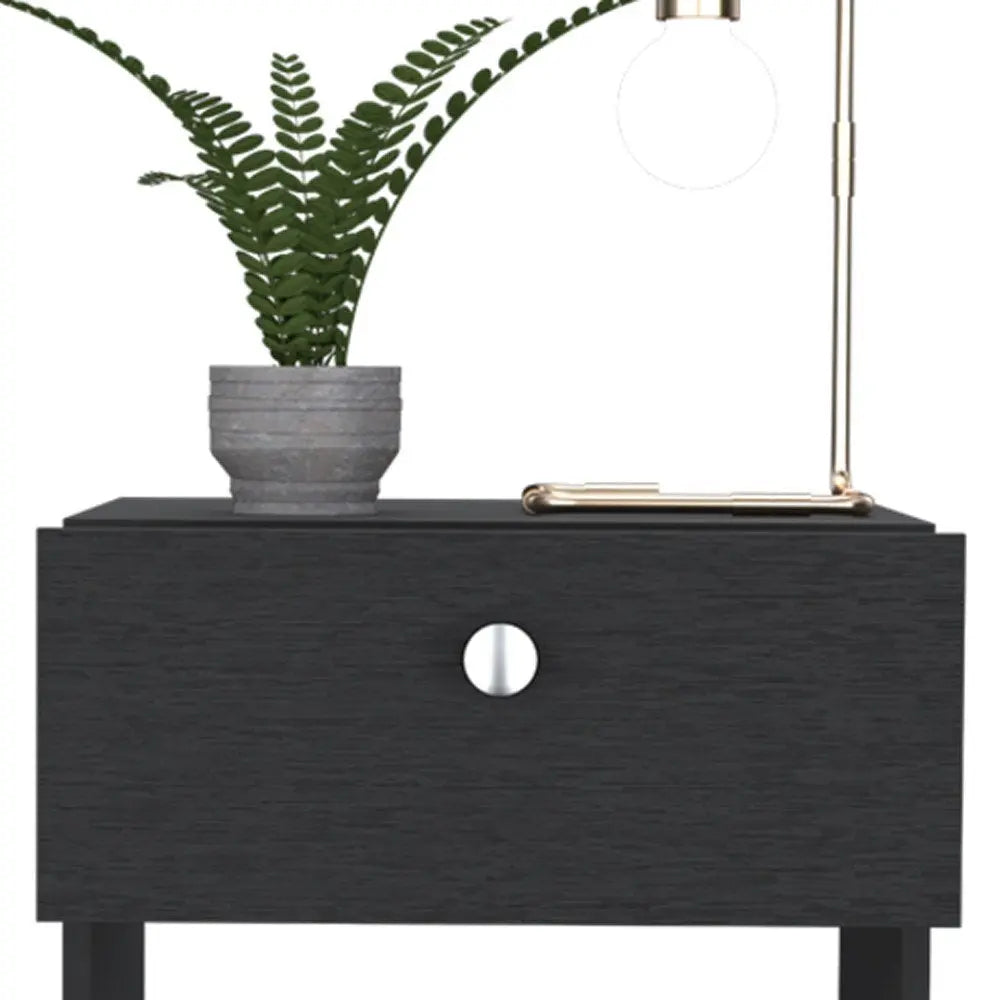 20" Black Wood One Drawer Nightstand HomeRoots
