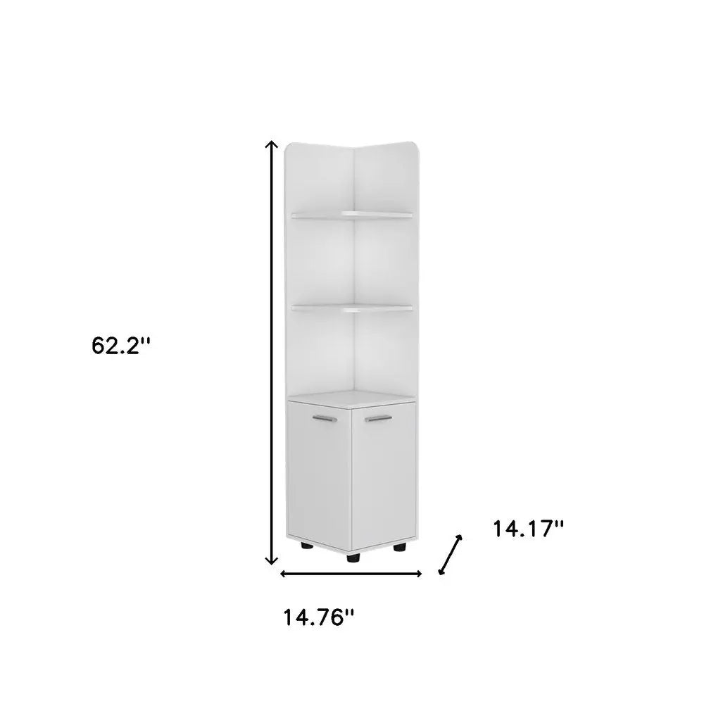 62" White Wood Corner Utility Cabinet With Two Doors HomeRoots