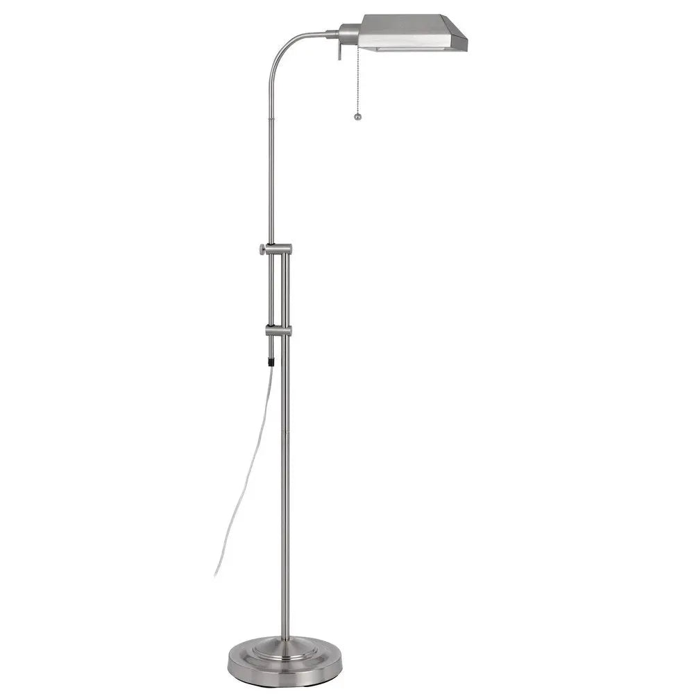 57" Nickel Adjustable Traditional Shaped Floor Lamp With Nickel Square Shade HomeRoots
