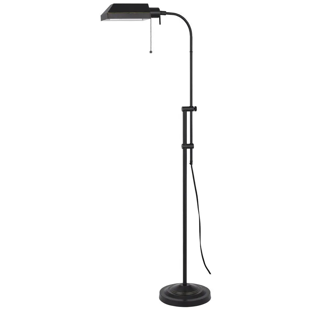 57" Bronze Metal Adjustable Floor Lamp With Bronze Metal Square Shade HomeRoots
